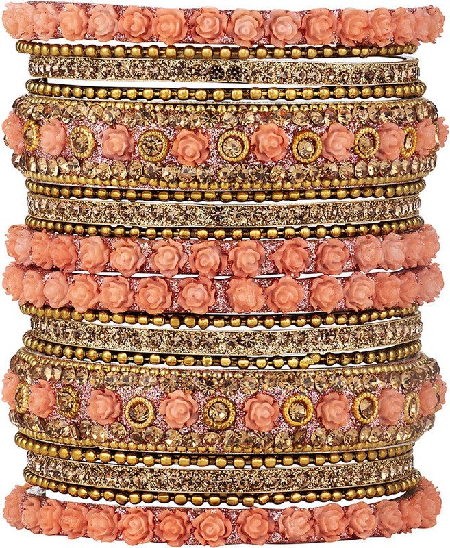 Brass Gold-plated Bangle Set  (Pack of 18)