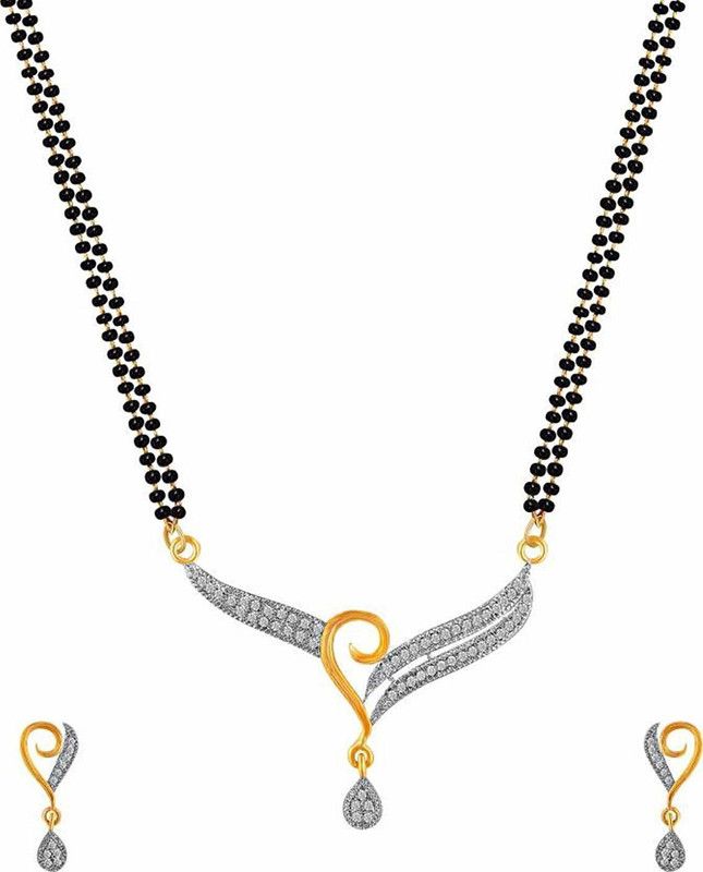 Brass Gold-plated Gold, White, Black Jewel Set  (Pack of 1)