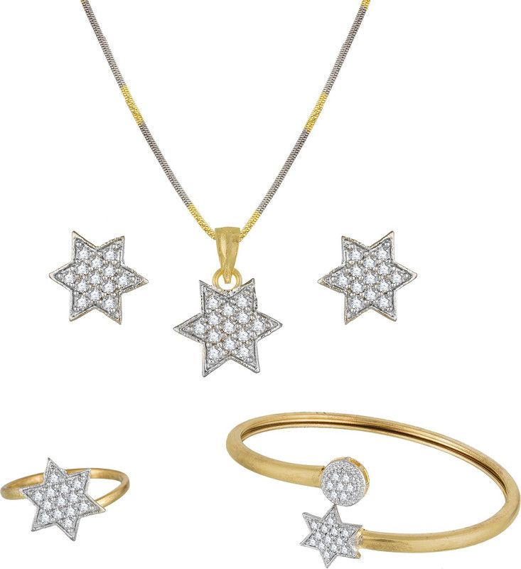 Alloy Gold-plated Silver, Gold, White Jewel Set  (Pack of 1)