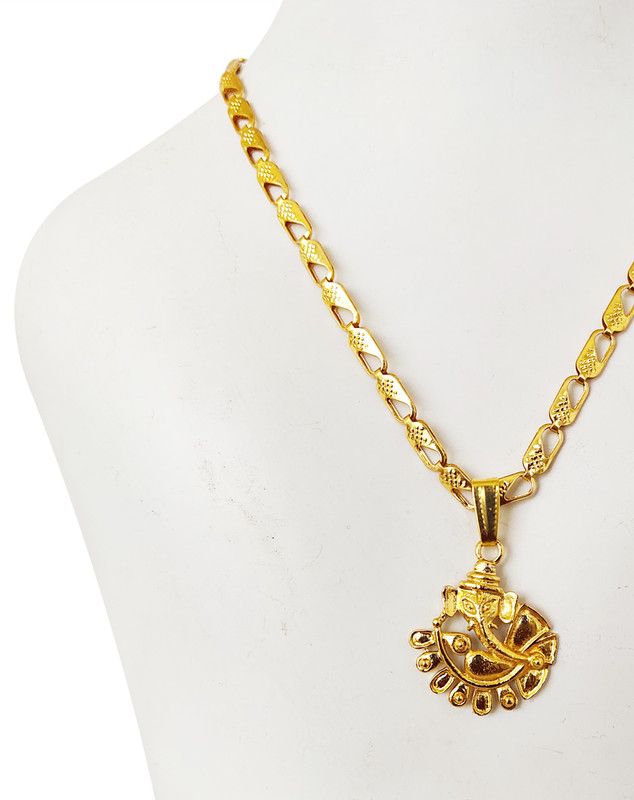 Most Popular Design Ganesha- Pendant With Golden Chain(20-22inch) Gold-plated Alloy Pendant