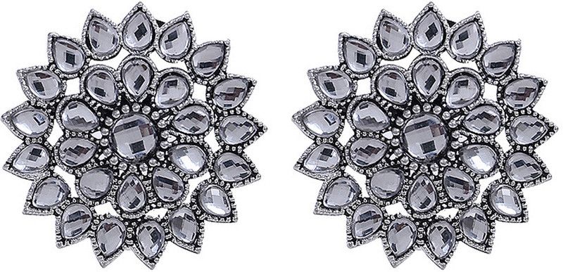 Unique Antiq Silver Flower Studs Copper Stud Earring