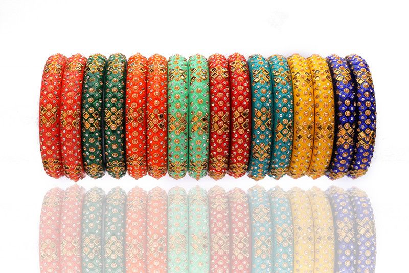 Resin, Plastic Beads, Crystal, Topaz, Zircon Bangle Set  (Pack of 16)