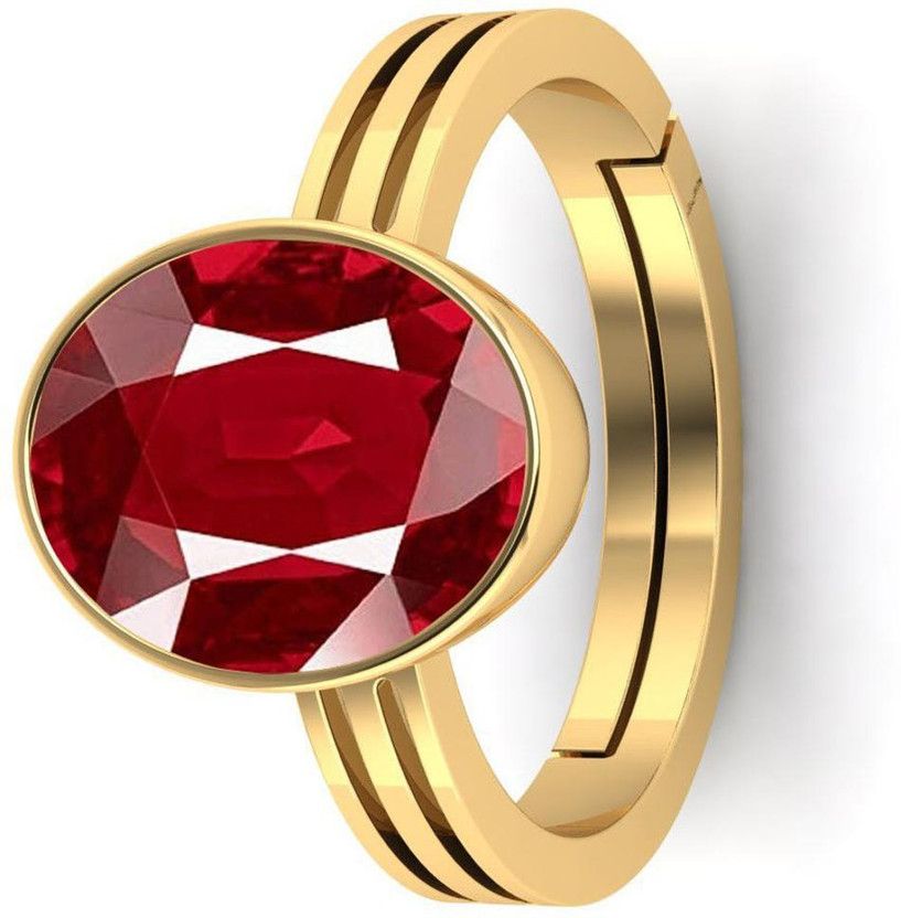 9.25 Ratti Ruby Manik Gemstone Ring Brass Ruby Brass Plated Ring
