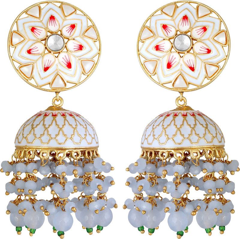 Designer Gold Plated Meenakari Jhumki Earrings for Women Girls Brass Jhumki Earring