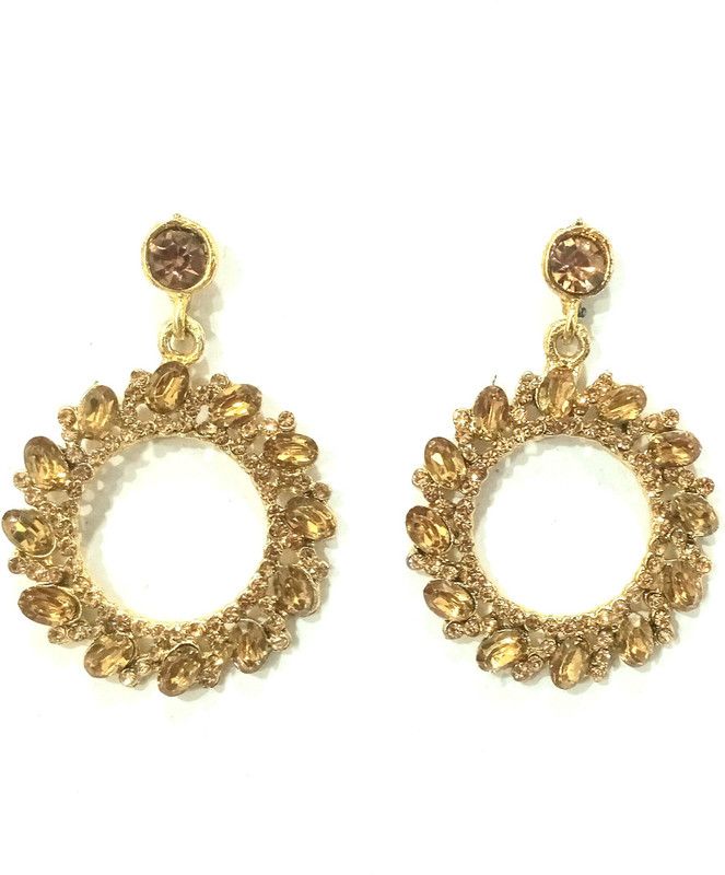 1 pair gold plated round earring Zircon Brass Plug Earring