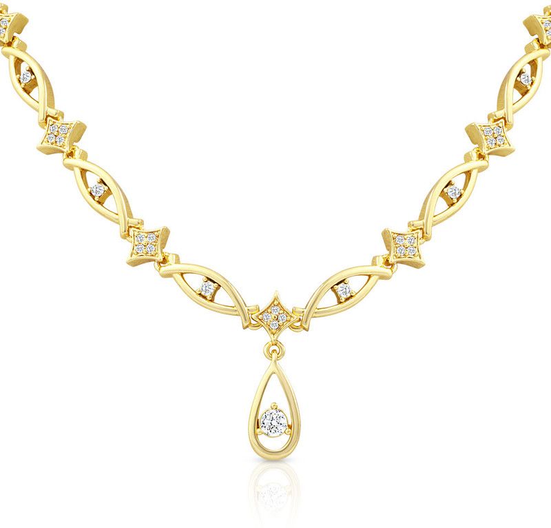 Magestic Grace Crystal Gold-plated Plated Brass, Alloy Necklace