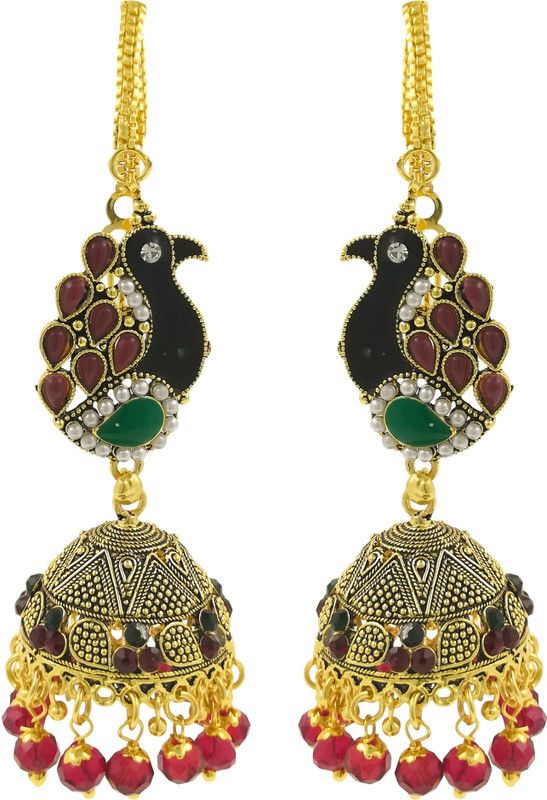 Mayur Designed Kaan chain earrings Pearl Alloy Jhumki Earring