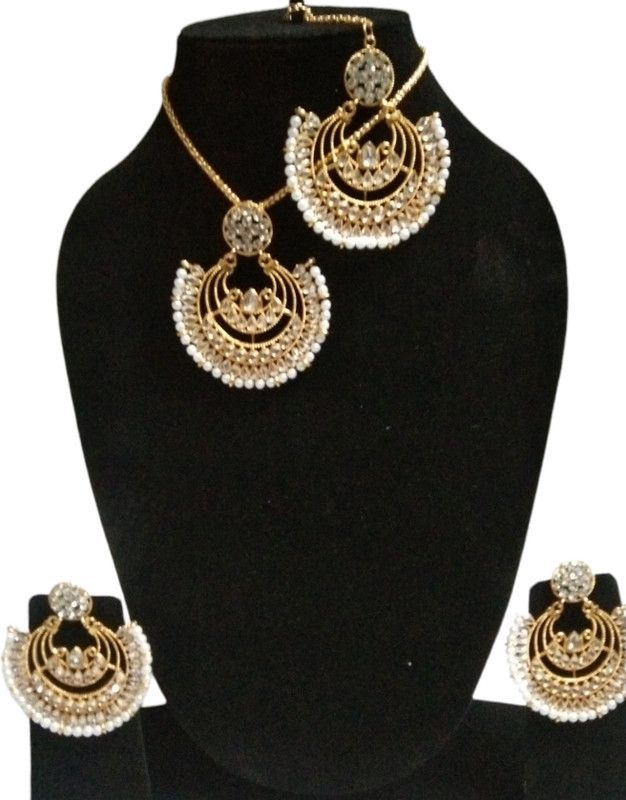 Metal, Stone, Crystal, Plastic Gold-plated White Jewel Set  (Pack of 1)
