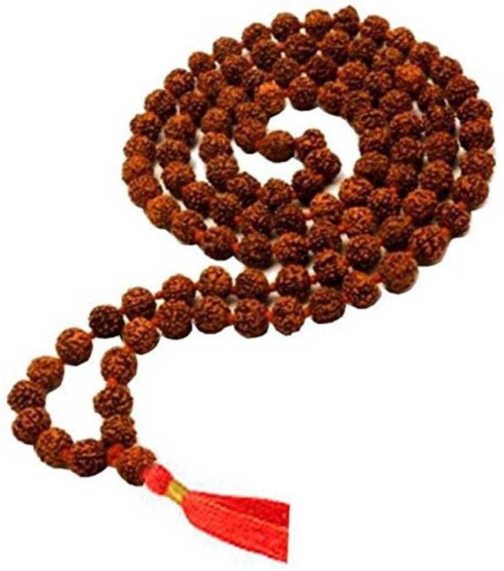 5 Mukhi Rudraksha Japa Mala Rosary (108 Beads, 5 mm) Wood Necklace Chain Wood Chain