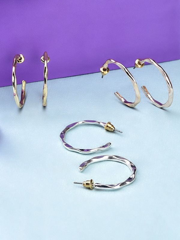 3 X MIXED METAL HOOP Metal Hoop Earring