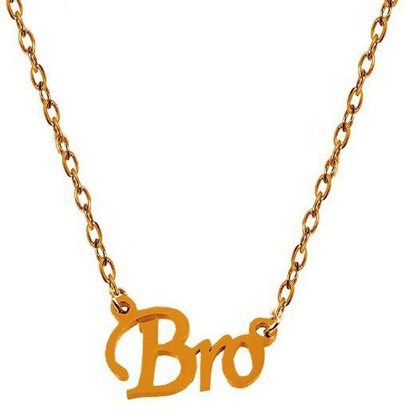 Golden Color Stainless Steel Bro Name Letter Locket Pendant Necklace With Chain Gold-plated Stainless Steel Pendant