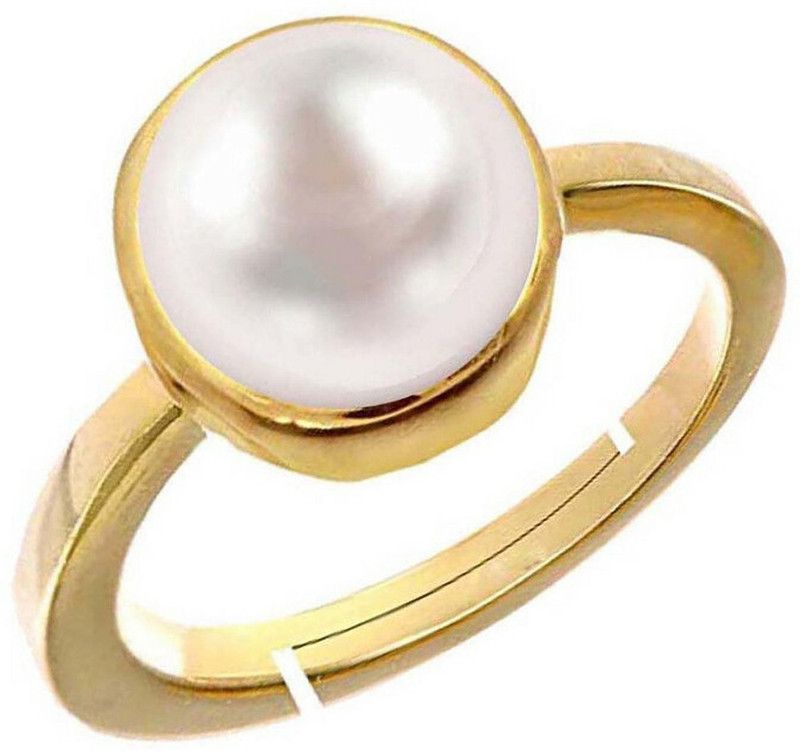 Pearl (Moti) 3.25 Ratti or 3 Ct Panchdhatu (5 Metal) Women Adjustable Stone Ring