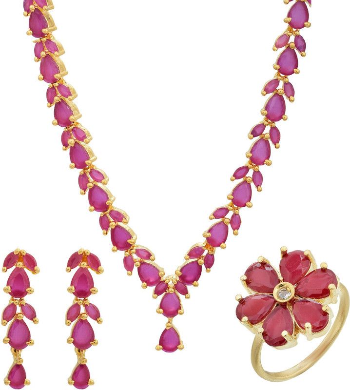 Brass Pink, Gold Jewel Set  (Pack of 1)