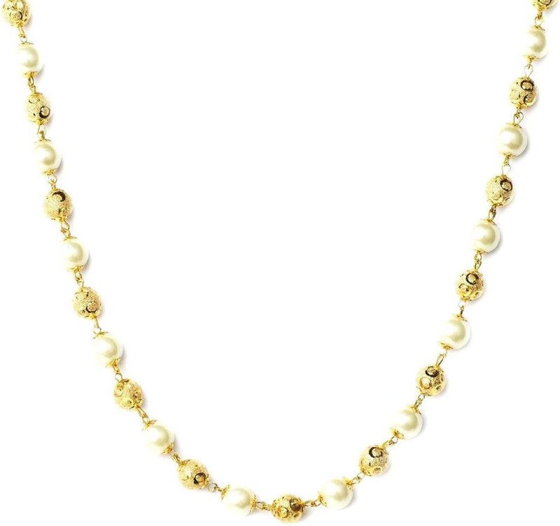 Festive Special Fresh Water Pearl Real Look Work Beautiful Womens Girls Pearl Stone, Alloy Chain