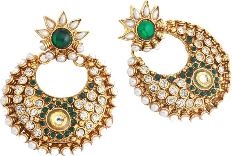 Gold Plated Cubic Zirconia Alloy Chandbali Earring