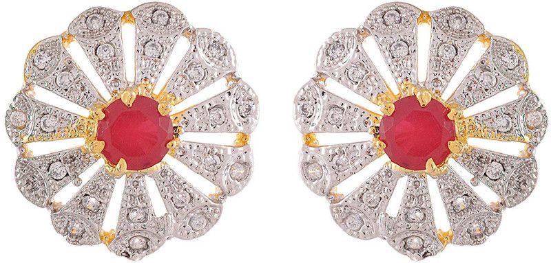 MARVEL JEWELRY 22K GOLD PLATED AD TOP EARRING Cubic Zirconia Alloy Stud Earring