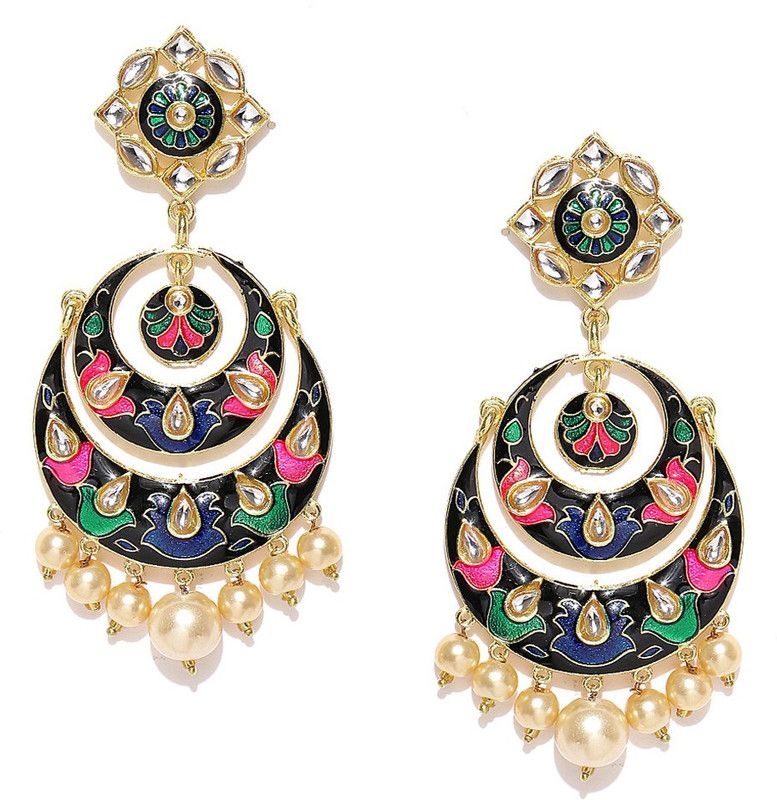 Gold-Toned Pearl Metal Chandbali Earring
