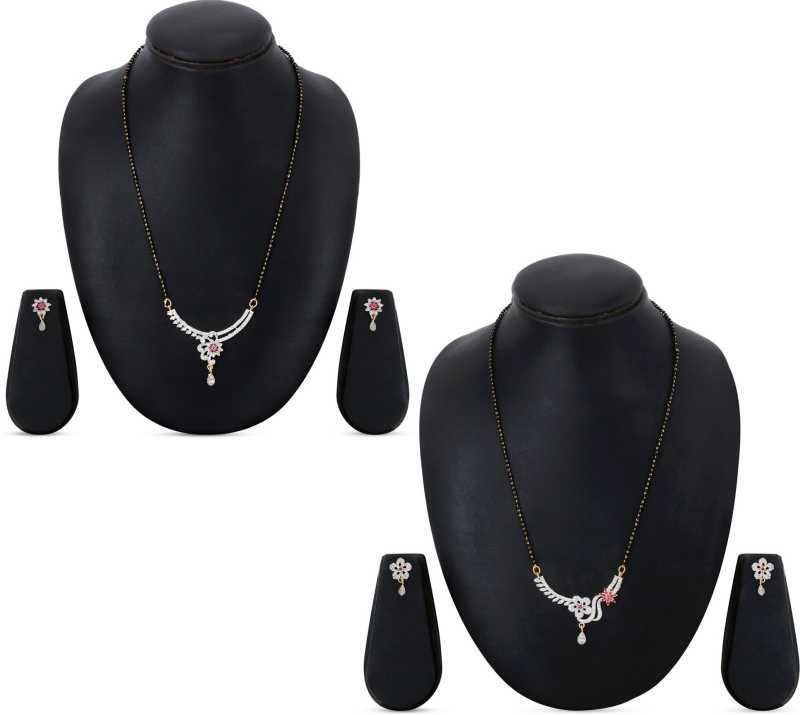 Crystal Gold-plated Black, White, Pink Jewel Set  (Pack of 1)