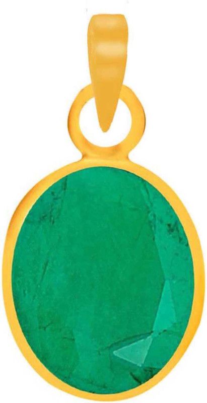 Natural Certified Emerald (Panna) 10.25 Ratti or 9.5 Carat for Male & Female Panchdhatu Pendent Gold-plated Alloy Pendant