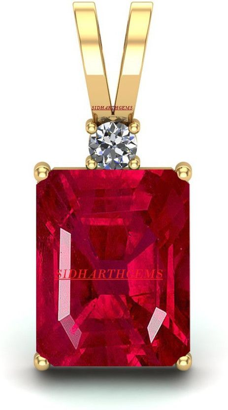 7.25 Ratti 6.25 Carat Natural Ruby Manik Ashtadhatu Gold Plated Pendant/Locket Rhodium Ruby Brass Pendant