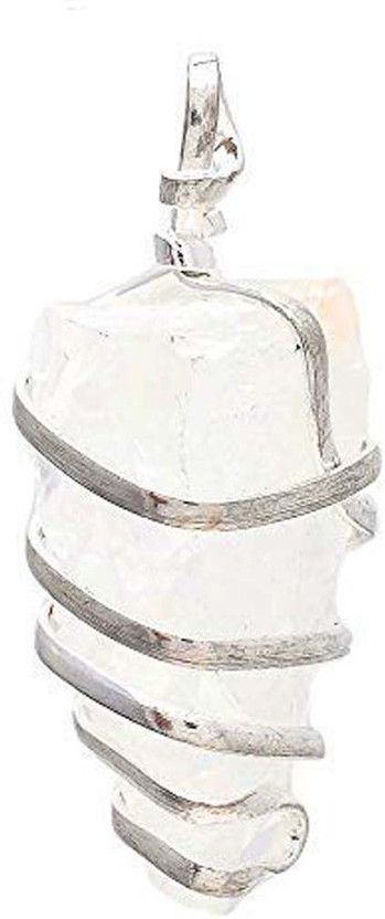 Clear Quartz Rough Spiral CAGE Pendant Quartz Metal, Crystal Pendant