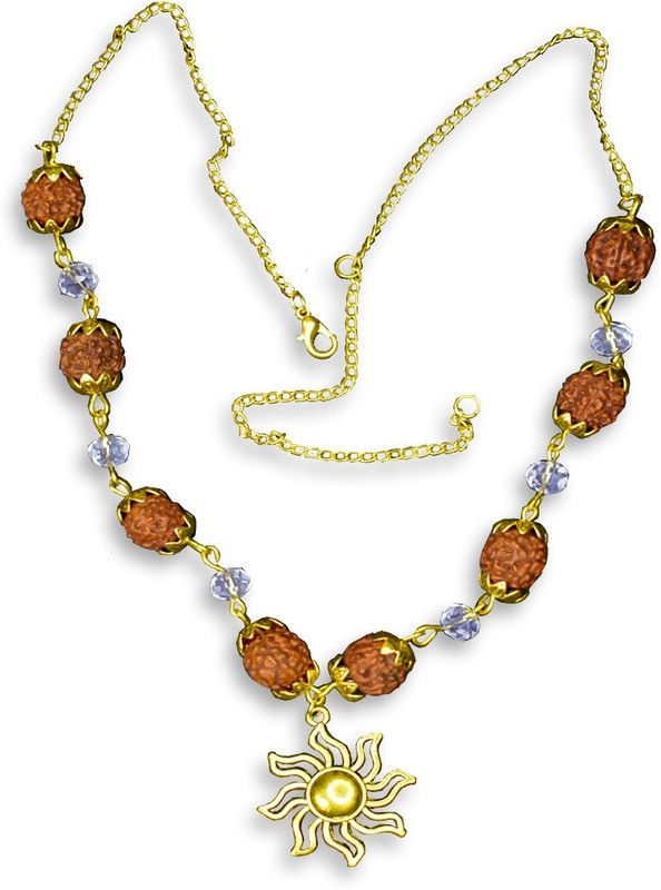 Suryamukhi Rudraksha Necklace with Crystal Beads Beads Brass Necklace