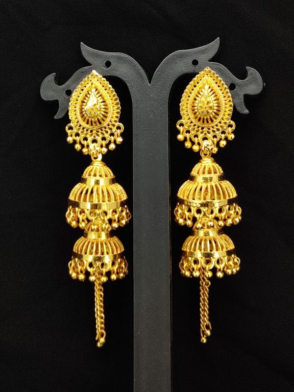 Gold Plated Fancy Jhumkhas Earings_02 For All Age Women And Girls.. Cubic Zirconia Alloy Jhumki Earring