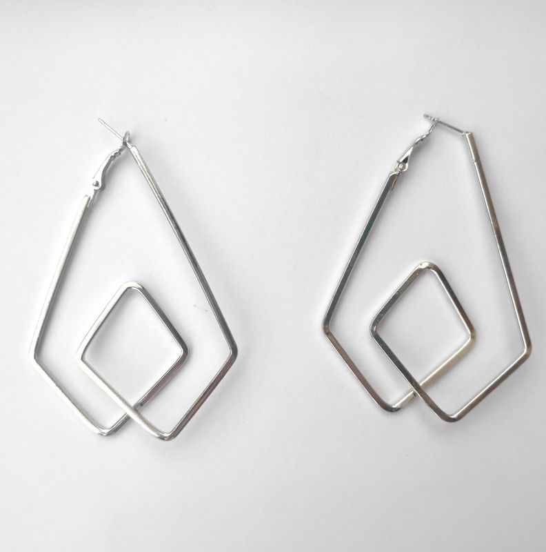 Fancy Designer Silver Alloy Hoop Earring