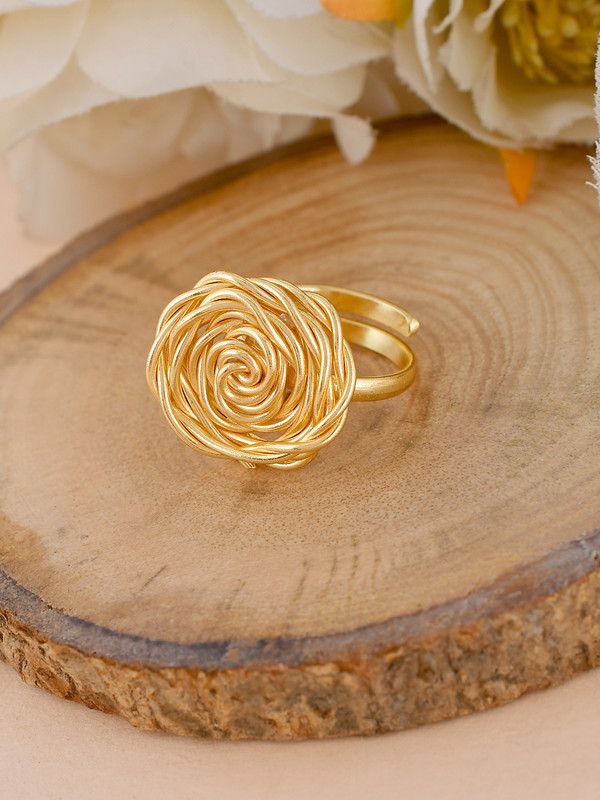Gold Plated Meshwire Rose Ring Brass Gold Plated Ring