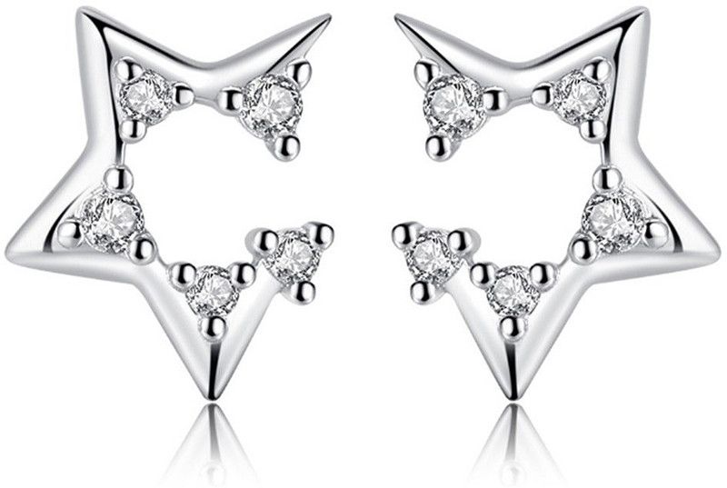Silver Shoppee Sterling Silver Earrings for Baby Girls, Girls and Women (SSER1495) Crystal Sterling Silver Stud Earring