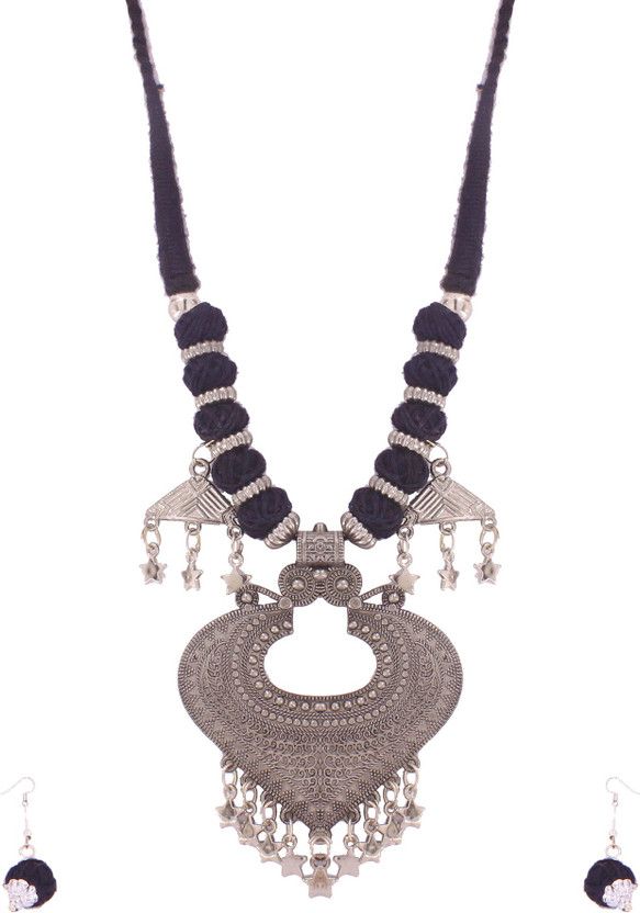 Brass Gold-plated Black, Silver Jewel Set  (Pack of 1)