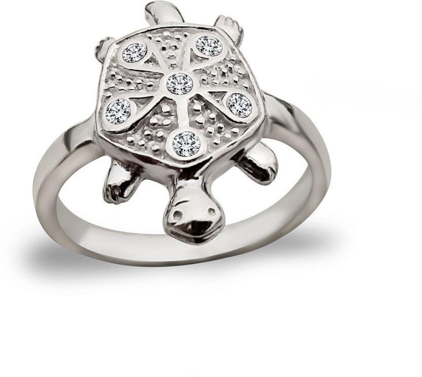 Cute Tortoise/Turtle Sterling Silver Cubic Zirconia Ring