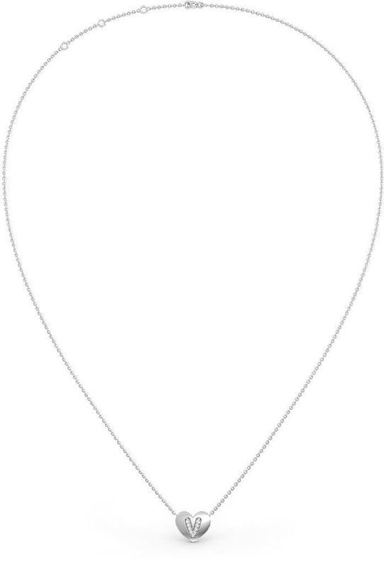 Candere by Kalyan Jewellers 18K (750) White Gold & Diamond V Pendant With Chain for Women 18kt Diamond White Gold Pendant