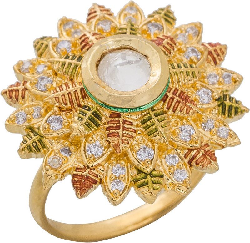 Ring Alloy Diamond Yellow Gold Plated Ring