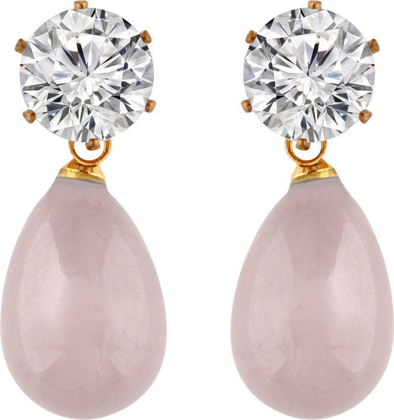 Elegant & Fashionable Light Purple Colour Faux Pearl & White Stone Stud Earrings - 878.10 Acrylic Drops & Danglers