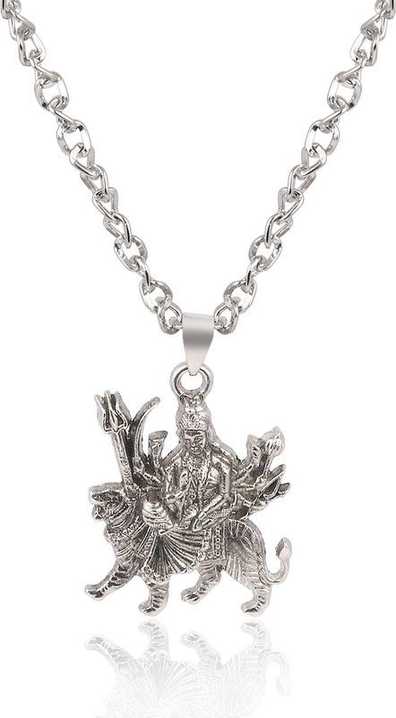 Goddess Shera Mata Durga ji religious necklace readymade Silver Stainless Steel Locket