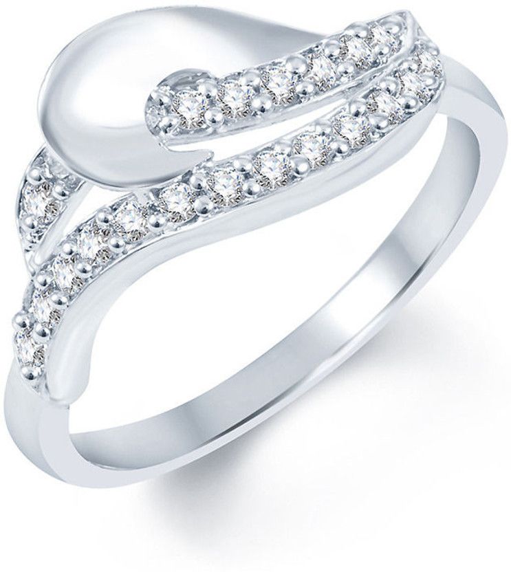 Artistically Alloy Cubic Zirconia Rhodium Plated Ring