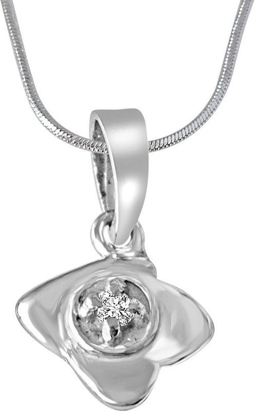 Unique Wonder Sterling Silver Real Diamond Pendant with 18 IN Chain (SDP188) Silver Diamond Sterling Silver Pendant