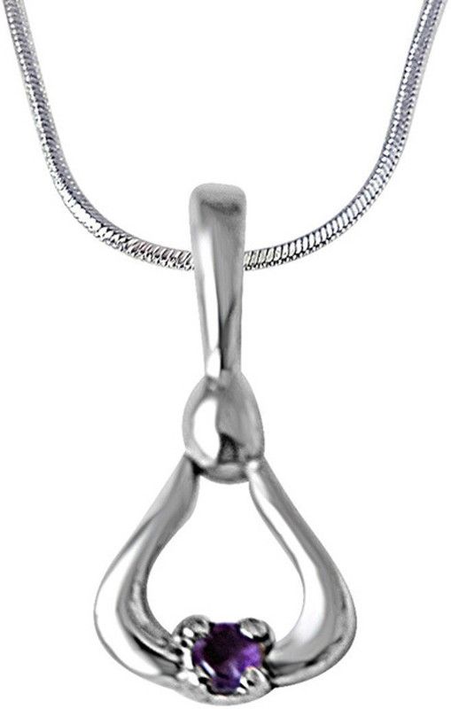 Golden Bell - Purple Amethyst Pendant in Sterling silver with Silver with finished chain Amethyst Sterling Silver Pendant