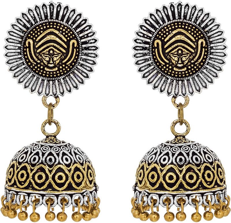 Golden Silver Alloy Jhumki Earring