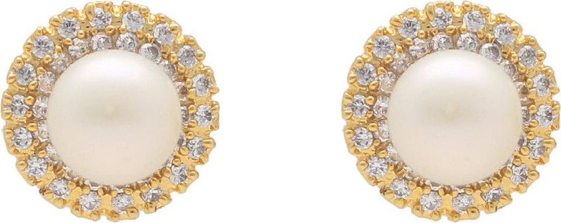 Passion Pearl Earrings Cubic Zirconia Stone Stud Earring