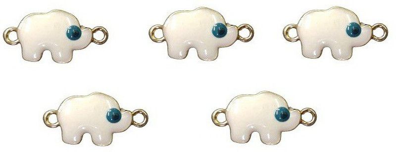 MOREL 5 PCS WHITE COLOR ELEPHANT SHAPE PENDANT CHARM FOR NECKLACES & JEWELLERY MAKING Metal Charm Set