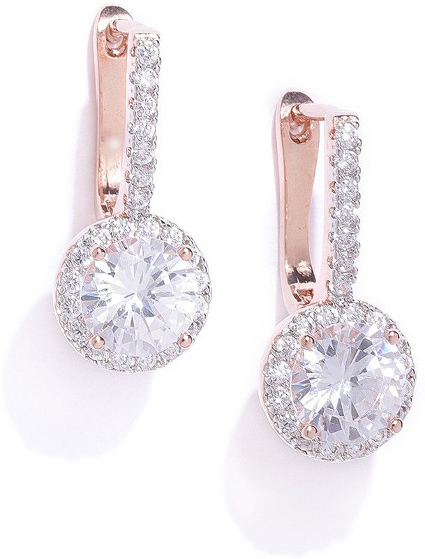 Glittering Cubic Zirconia Brass Hoop Earring
