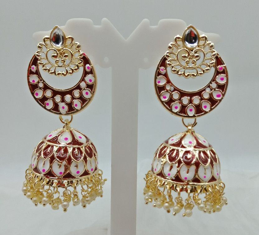Fancy Jhumki-021-M AROON-4650 Alloy Jhumki Earring
