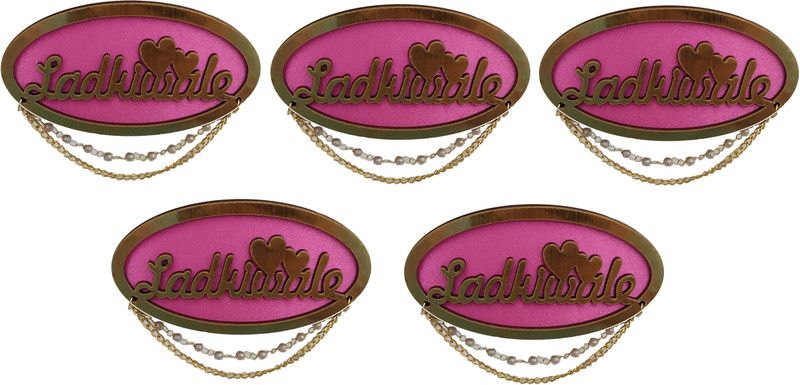 MOREL STYLISH AND FANCY WOOD LADKIWALE BROOCH PINS – GOLD, PINK PACK OF 5 Brooch  (Multicolor)