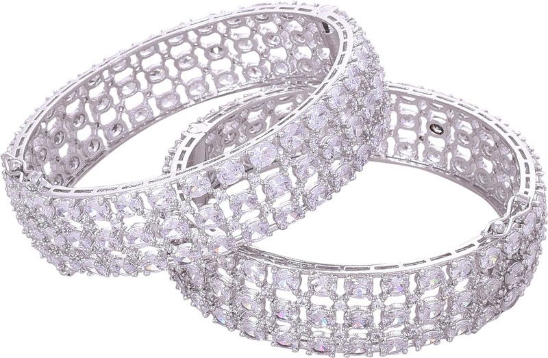 Brass Cubic Zirconia Silver Kada