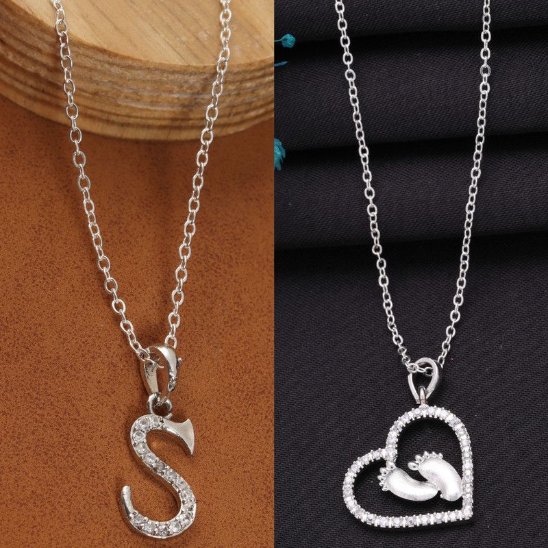 New Exellent Finished Necklace Chain Combo For Women,Girls Silver Plated Alloy Chain