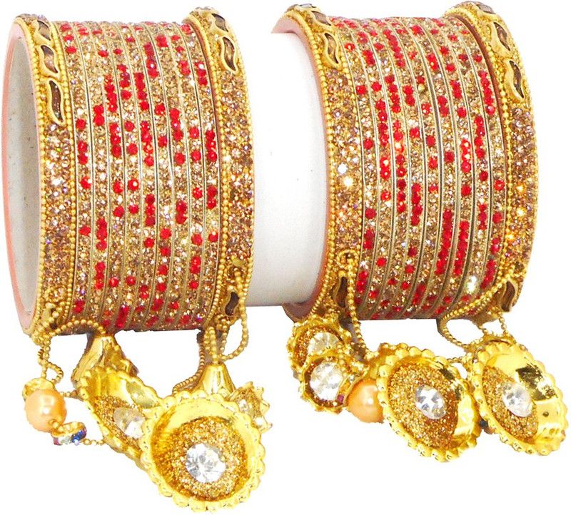 Metal Beads, Zircon Gold-plated Bangle Set  (Pack of 22)