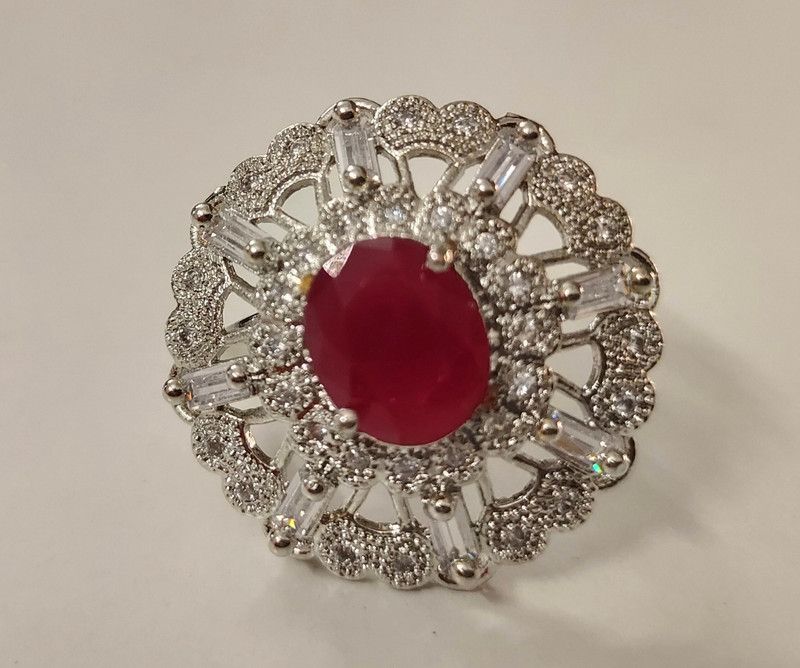 Ruby Pink Alloy Ring Silver ring Artificial Stone Ring Wedding ring Bridal ring Women Ring Girls Ring Beautiful Ring Alloy Ring