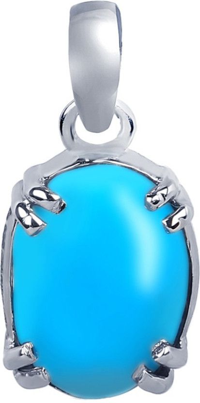4.25 Ratti Natural Certified Turquoise (Firoza) Silver Ring for Men & Women/ Silver Turquoise Stone Pendant